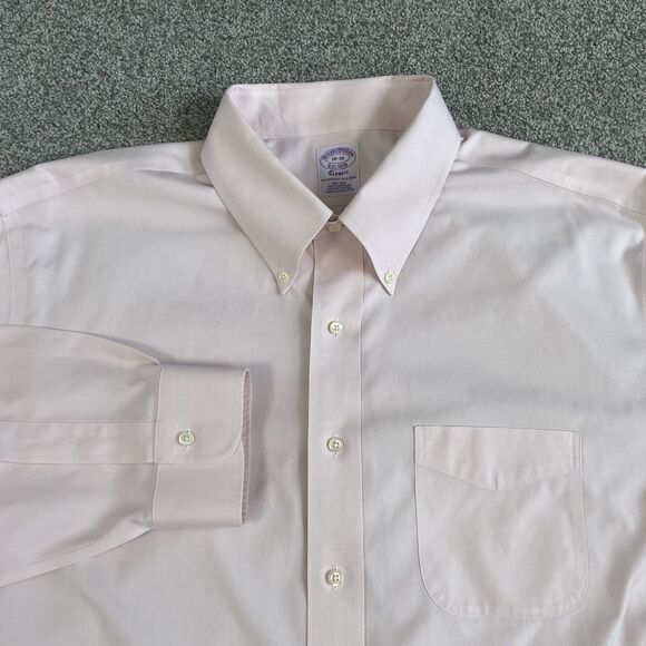 Brooks Brothers Classic Non Iron Dress Shirt Mens Supima Cotton Pink Size 18-36 - Picture 1 of 10